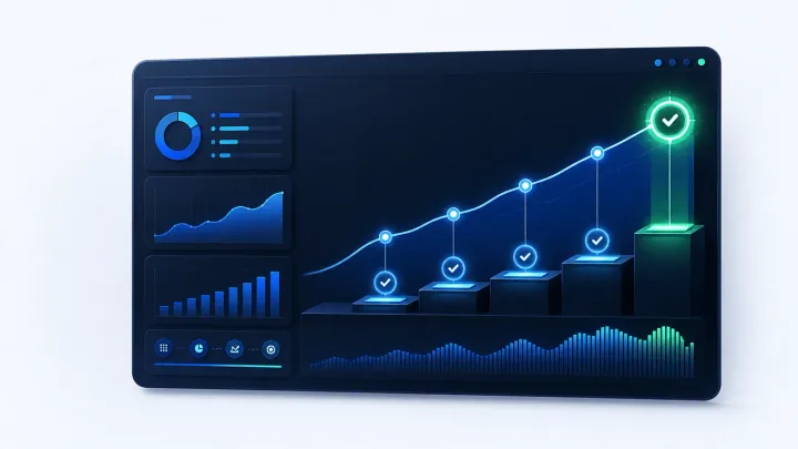 Illustrative digital dashboard showing website planning tools