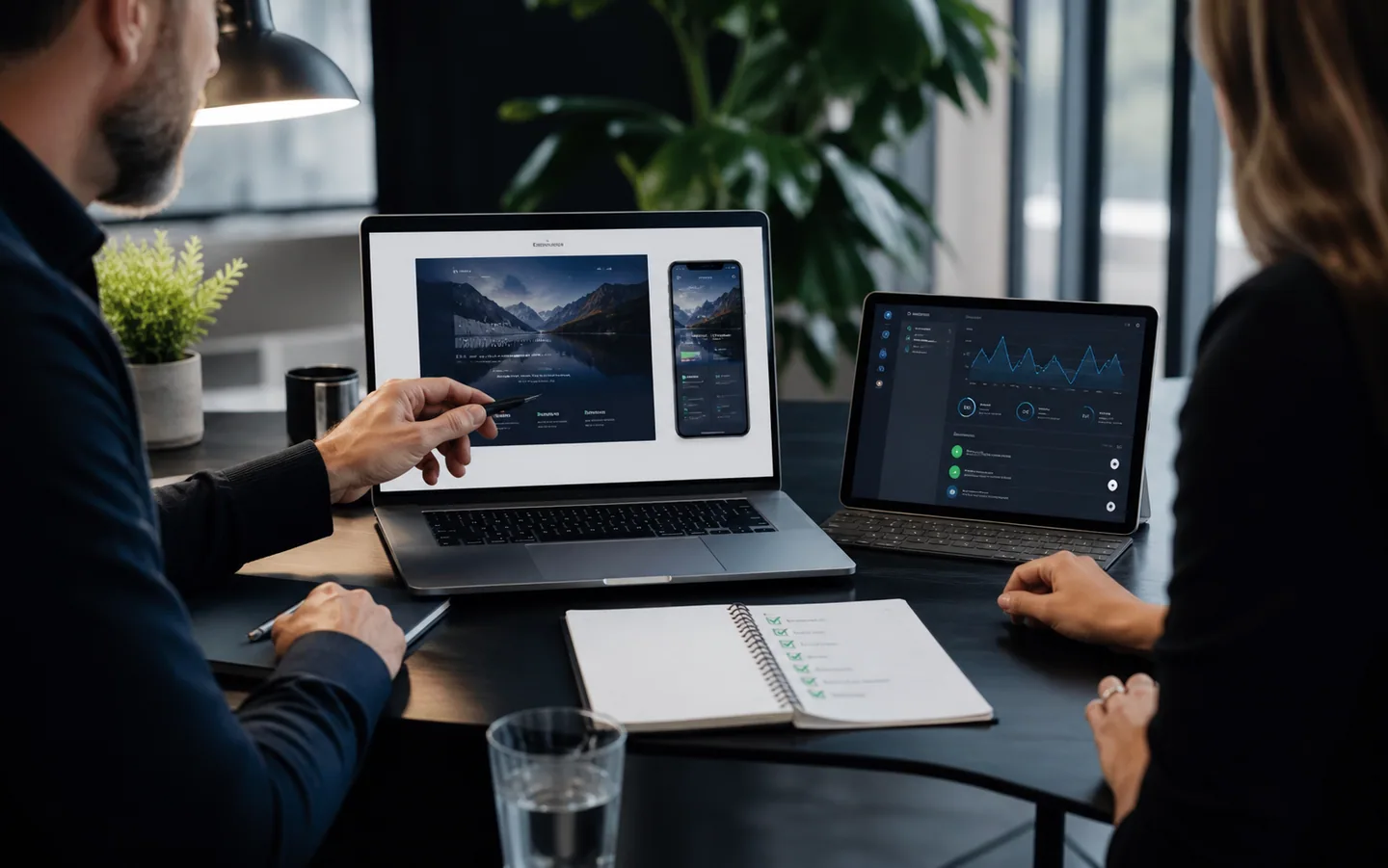 Website hosting and maintenance dashboard with backups, updates, security checks, and support tasks